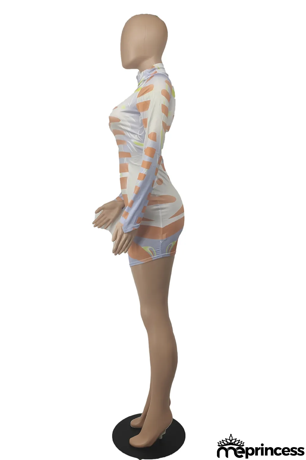 Pink Sexy Print Patchwork Half A Turtleneck Pencil Skirt Dresses