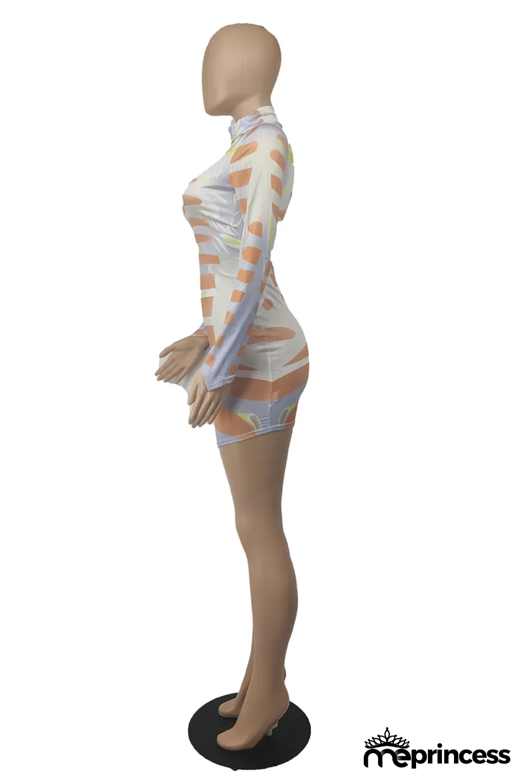 Pink Sexy Print Patchwork Half A Turtleneck Pencil Skirt Dresses