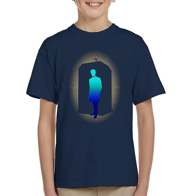 Doctor Who Silhouette Tardis And Matt Smith Blue Kid's T-Shirt
