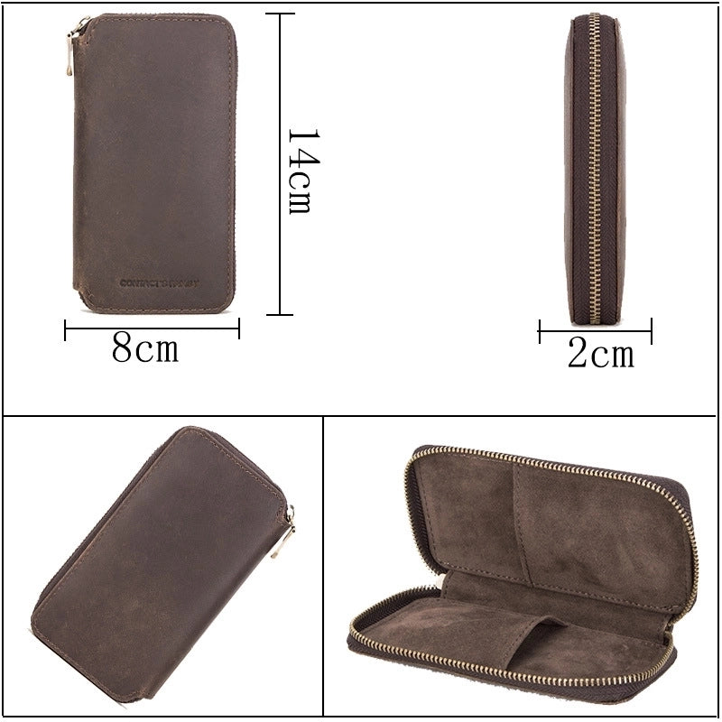 Retro Solid Color Cowhide Unisex Watch Cases2