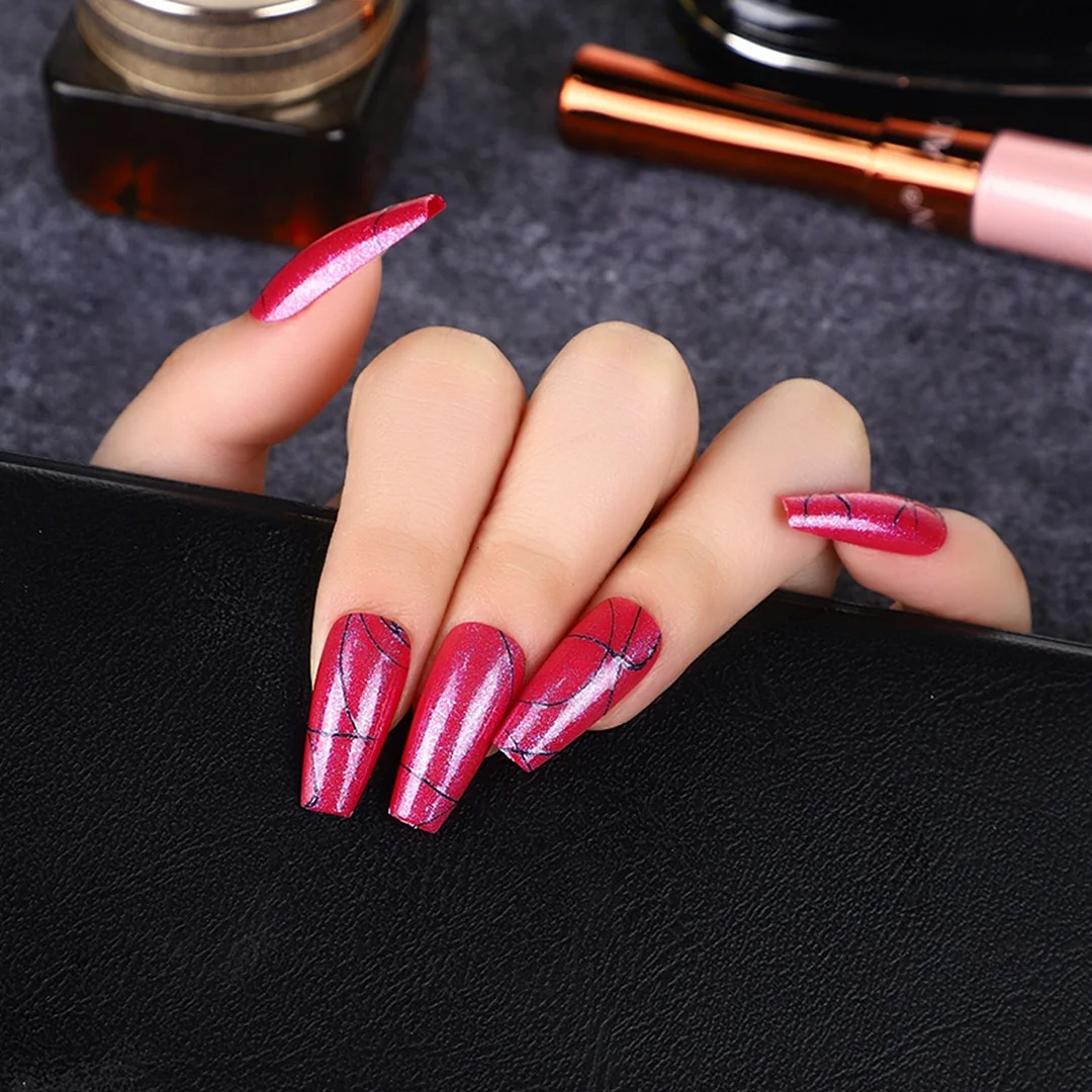 24Pcs Long Colorful Detachable Coffin False Nails Artificial Ballerina Fake Nails Press On Nail Tips Decor Acrylic Fingernail-Nail Inspo
