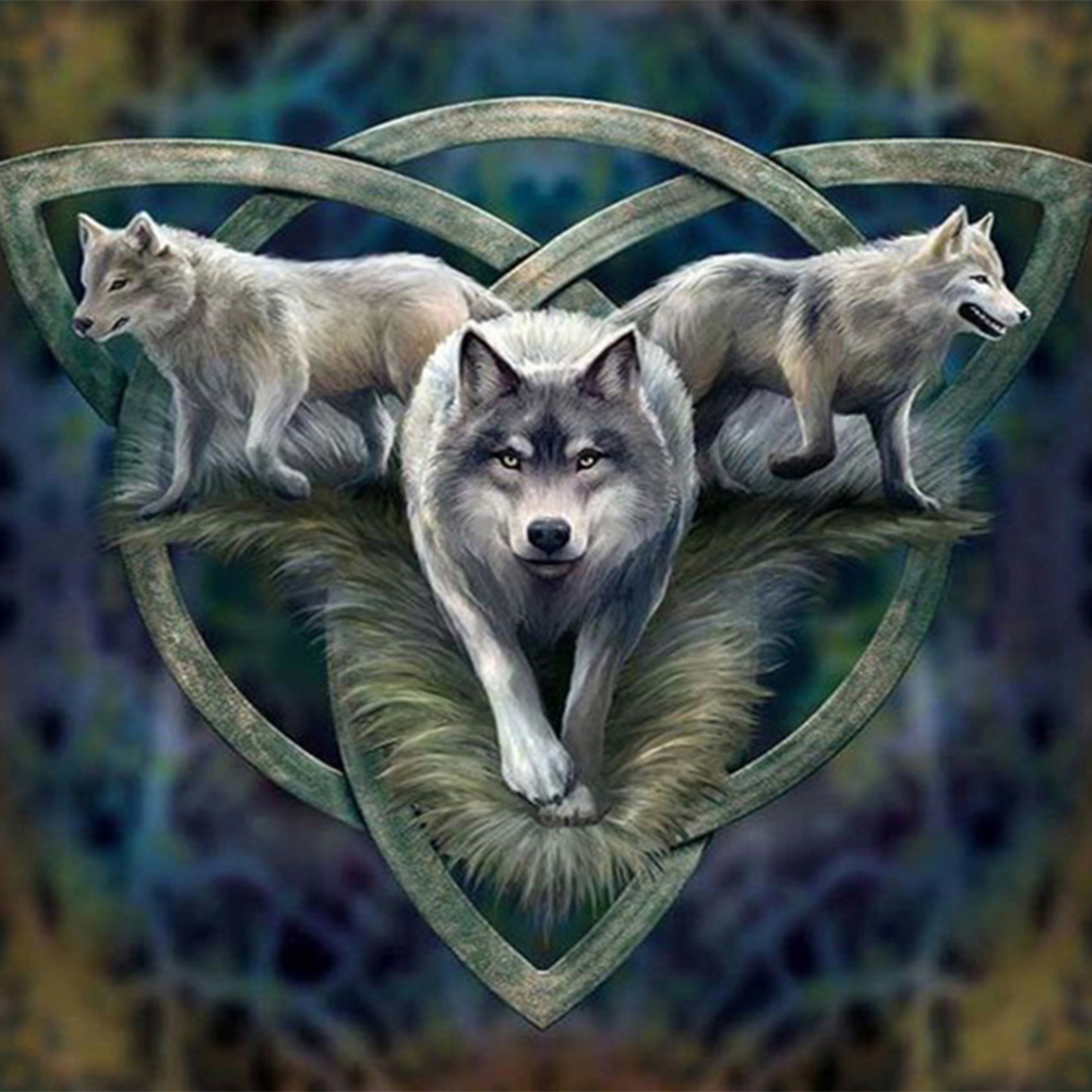 

30*30CM-Round Drill Diamond Painting-Three Wolves, 501 Original