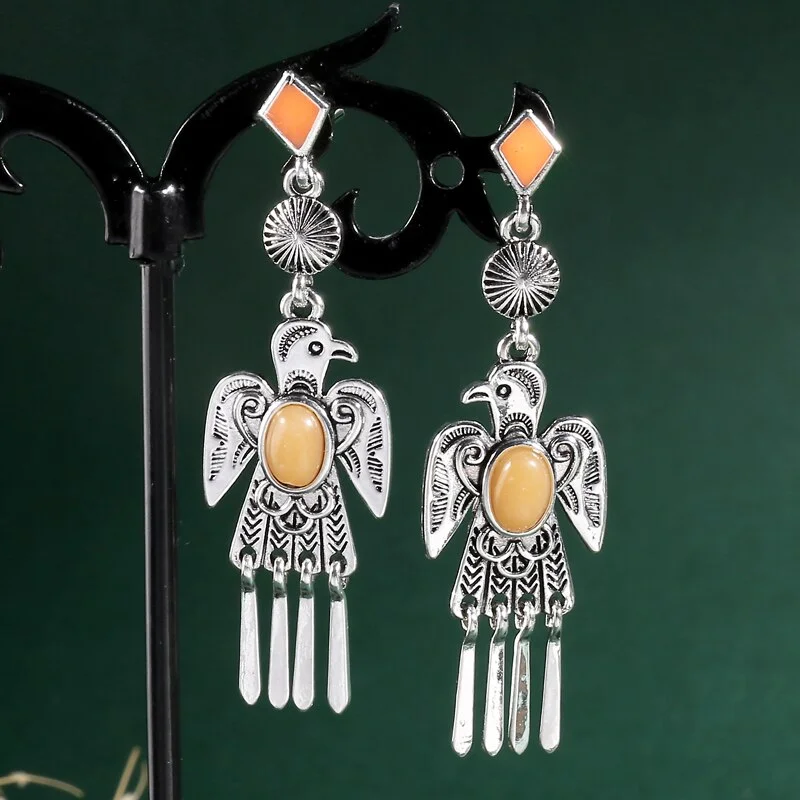 Vintage Ethnic Eagle Drop Hanging Earring for Women 2022 Fashion Lovely Tassel Ear Pendant Dangle Earrings Jewelry Accessories