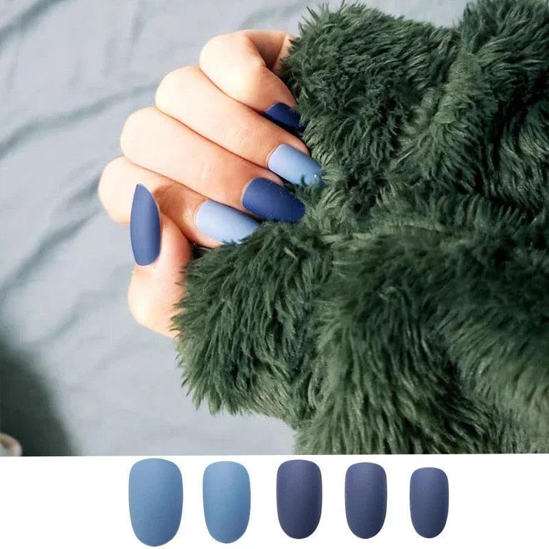 24pcs/set faux nails Accessories for women matte Pink False Nail with glue solid Color Short Square full cover press on nails-Nail Inspo