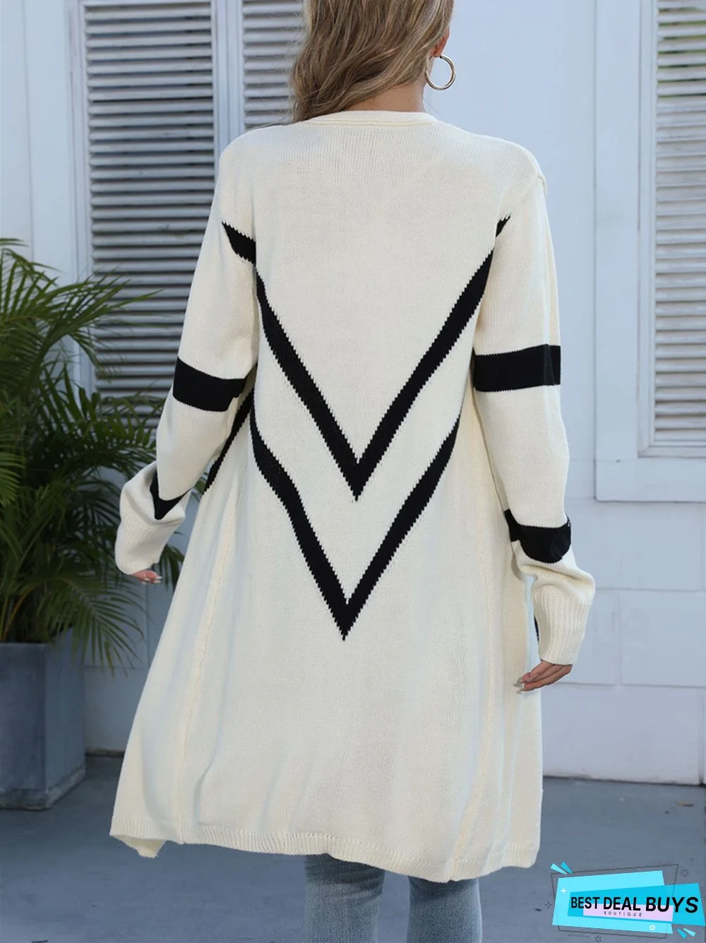 Irregular Geometry Knitting Loose Medium Length Sweater