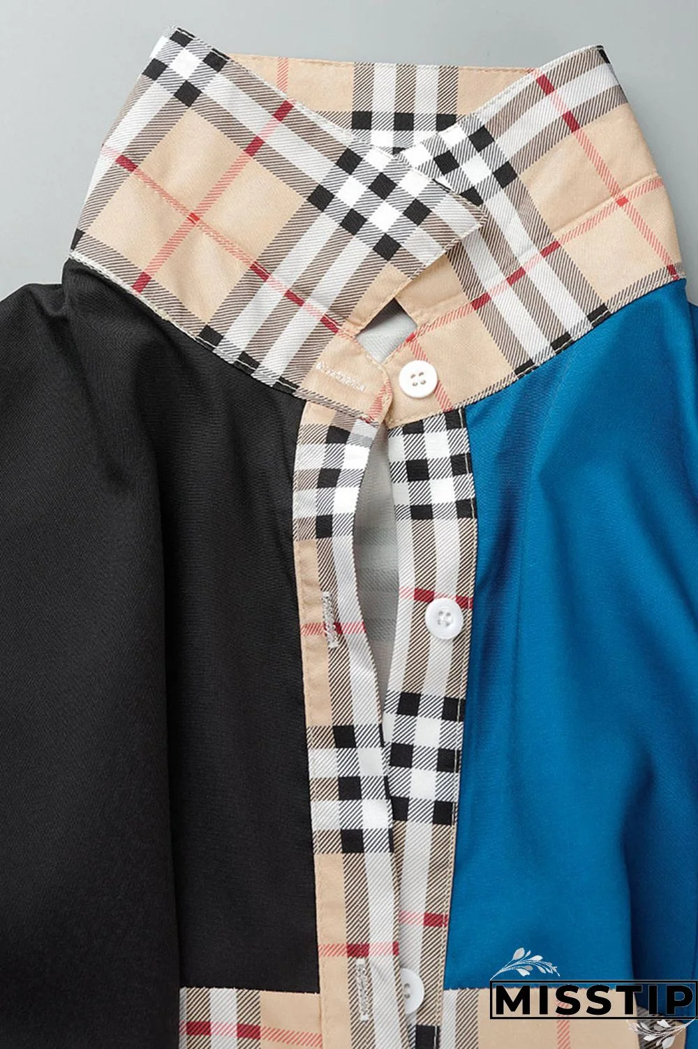 Brown Casual Print Patchwork Draw String Buckle Turndown Collar Shirt Dress Dresses