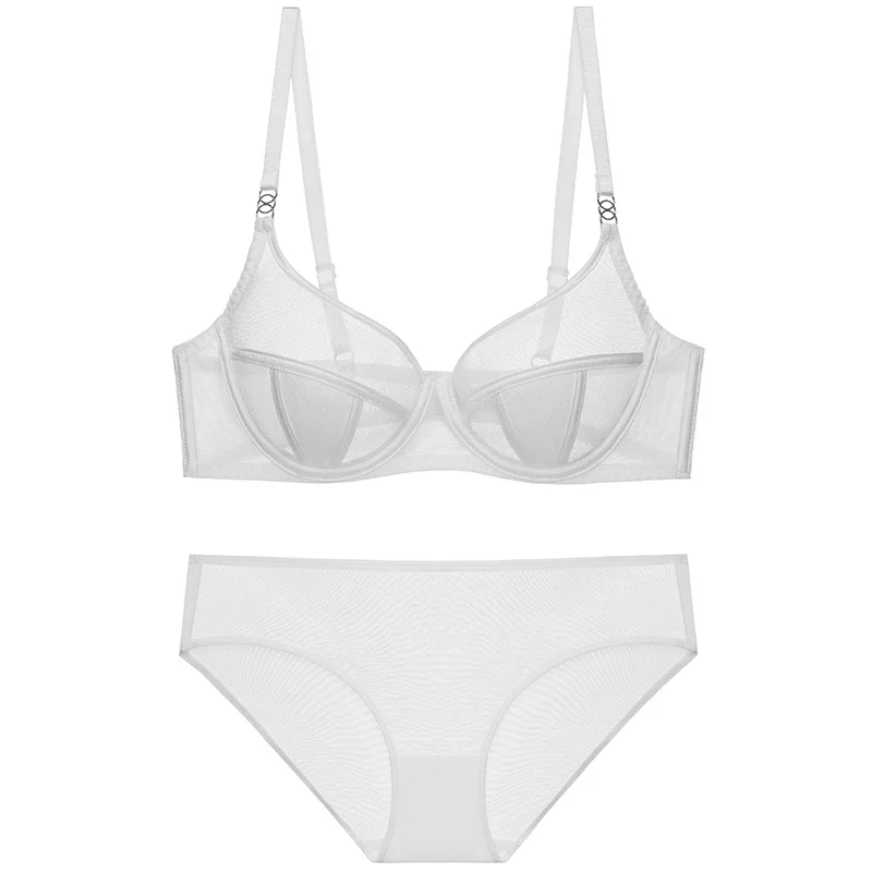 Churchf Ultra-Thin Sexy Lingerie Suit Young Women On The Rabbit Ear Jelly Thin Cup Big Chest Small Soft Steel Ring Bra