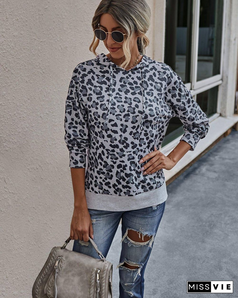 New Autumn Winter Hoodies Women Aesthetic Clothes Fashion leopard Long Sleeve Streetwear