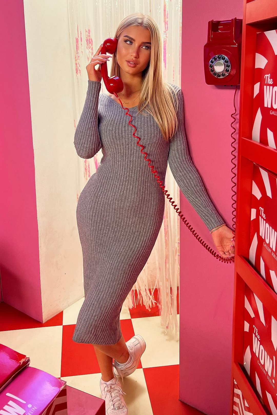 Knitted maxi dress - Grey