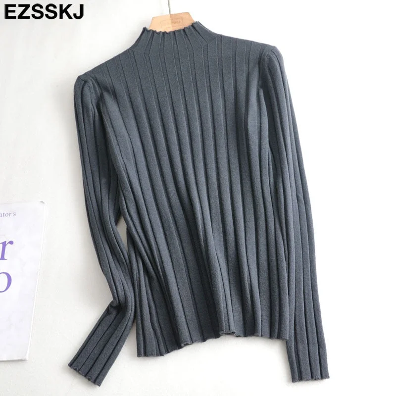 basic Slim soft Pure color turtleneck Sweater Pullover Women Casual Long Sleeve chic bottom Sweater Female Jumpers top