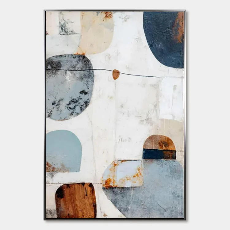 SERENE SHAPES: Textured Abstract Minimalist Oil Painting（Canvas painting）