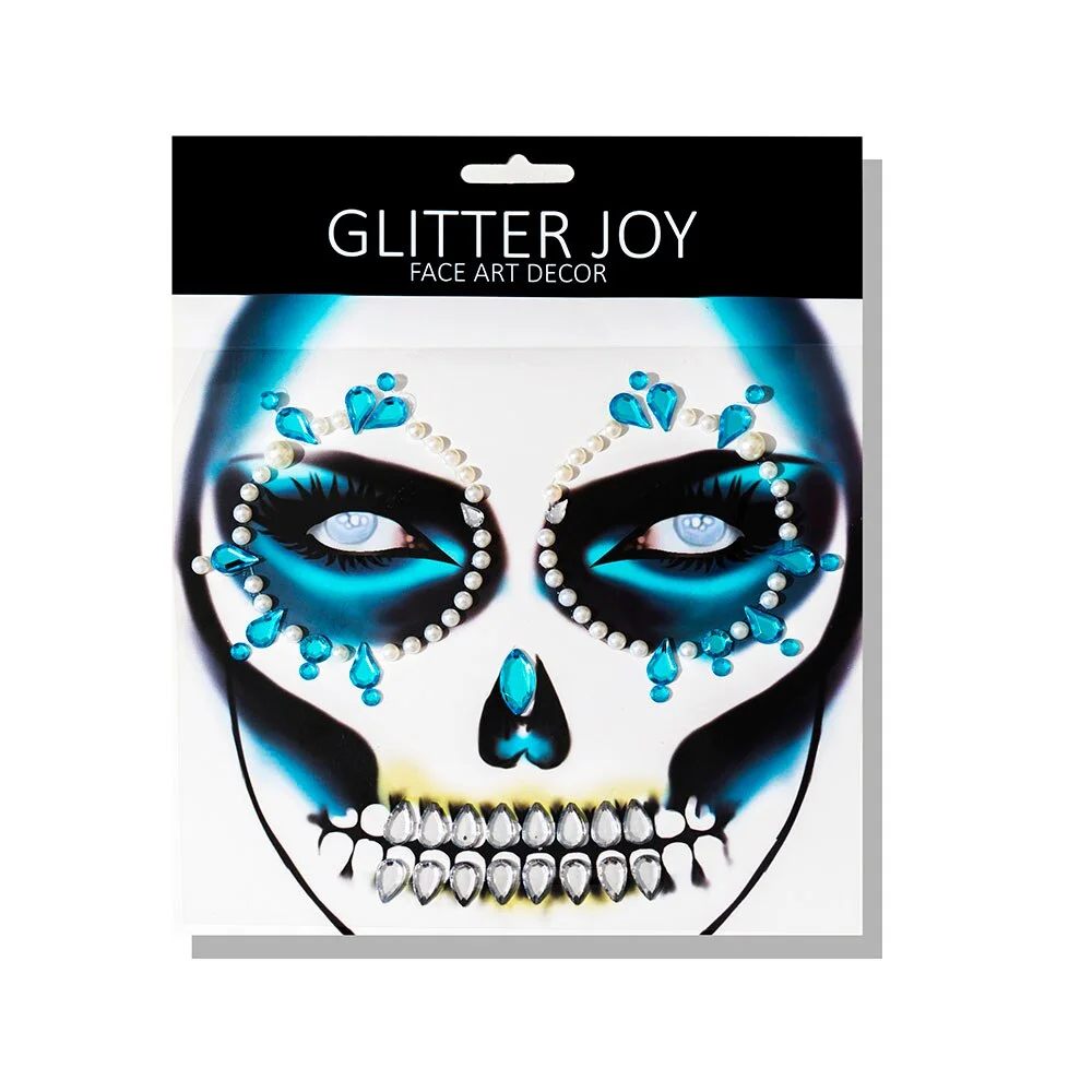 1 Pcs Halloween Body Art Makeup Party Festival Skull Bone Face Jewel Makeup Sticker For Carnival Night Clubbing Holiday Gift