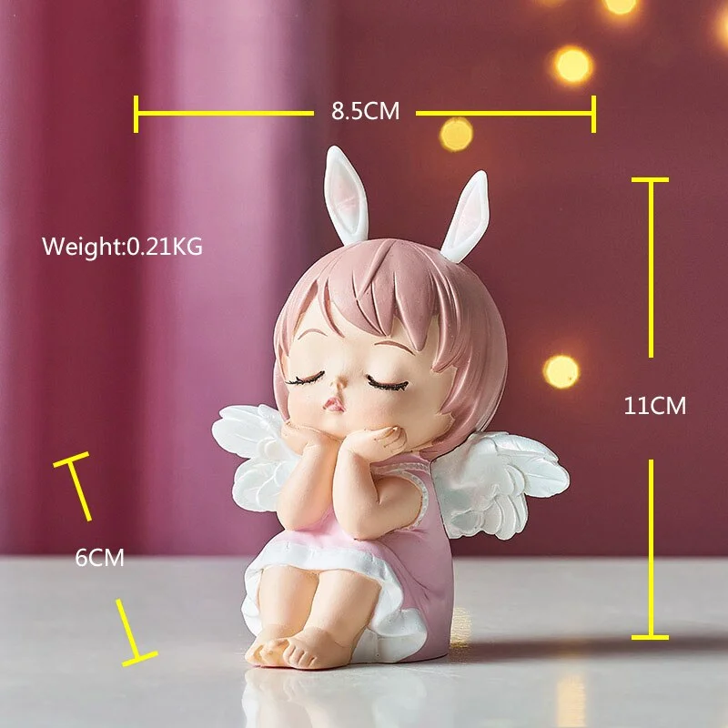 Nodic Cute Angel Baby Figurines Fairy Garden Miniatures Resin Girl Statue Sculpture Home Decoration Kawaii Room Accessories Gift