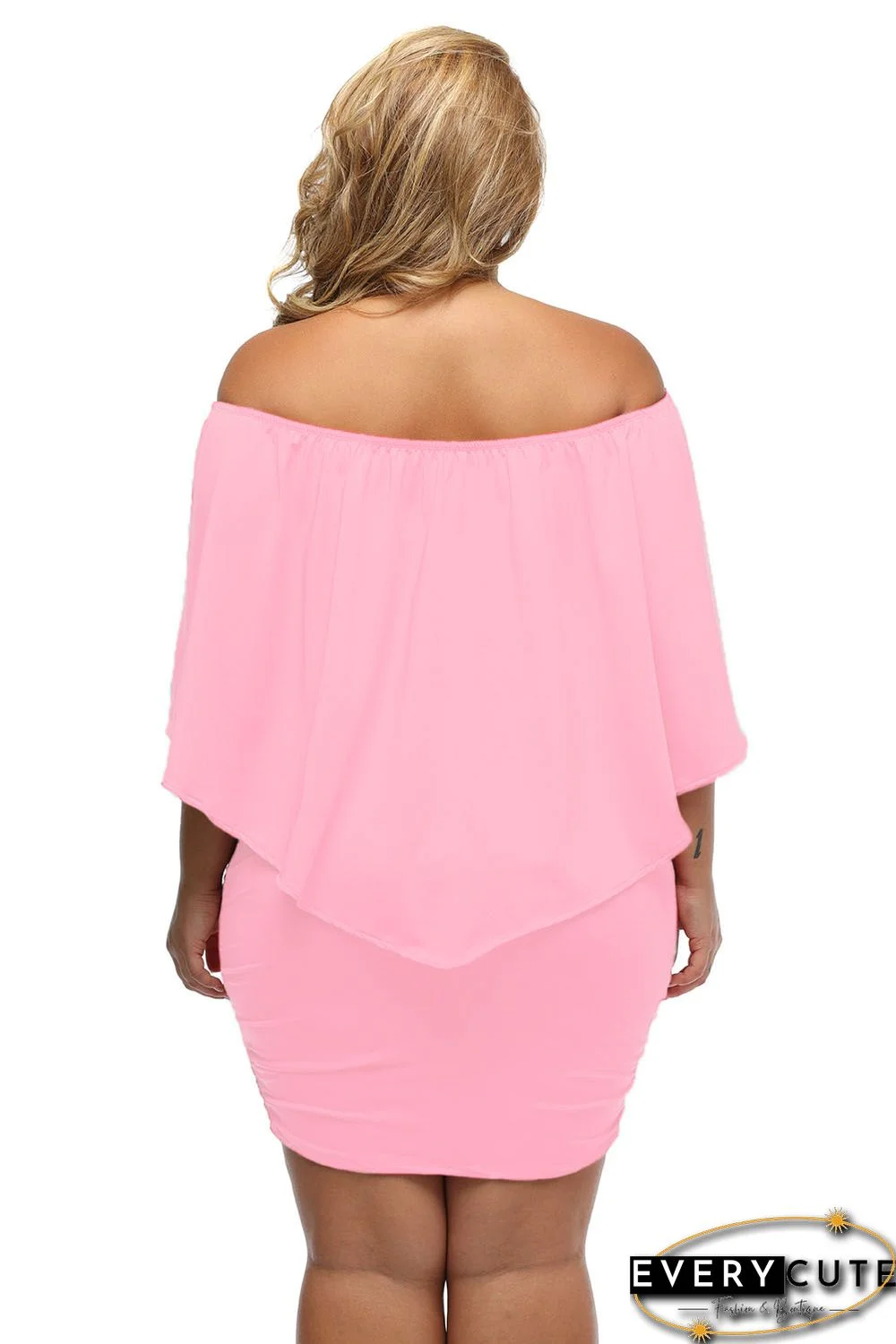 Plus Size Multiple Dressing Layered Pink Mini Dress