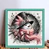 Snowman-Partial 11CT Stamped Cross Stitch Bead Embroidery 36*36cm/14.17*14.17in