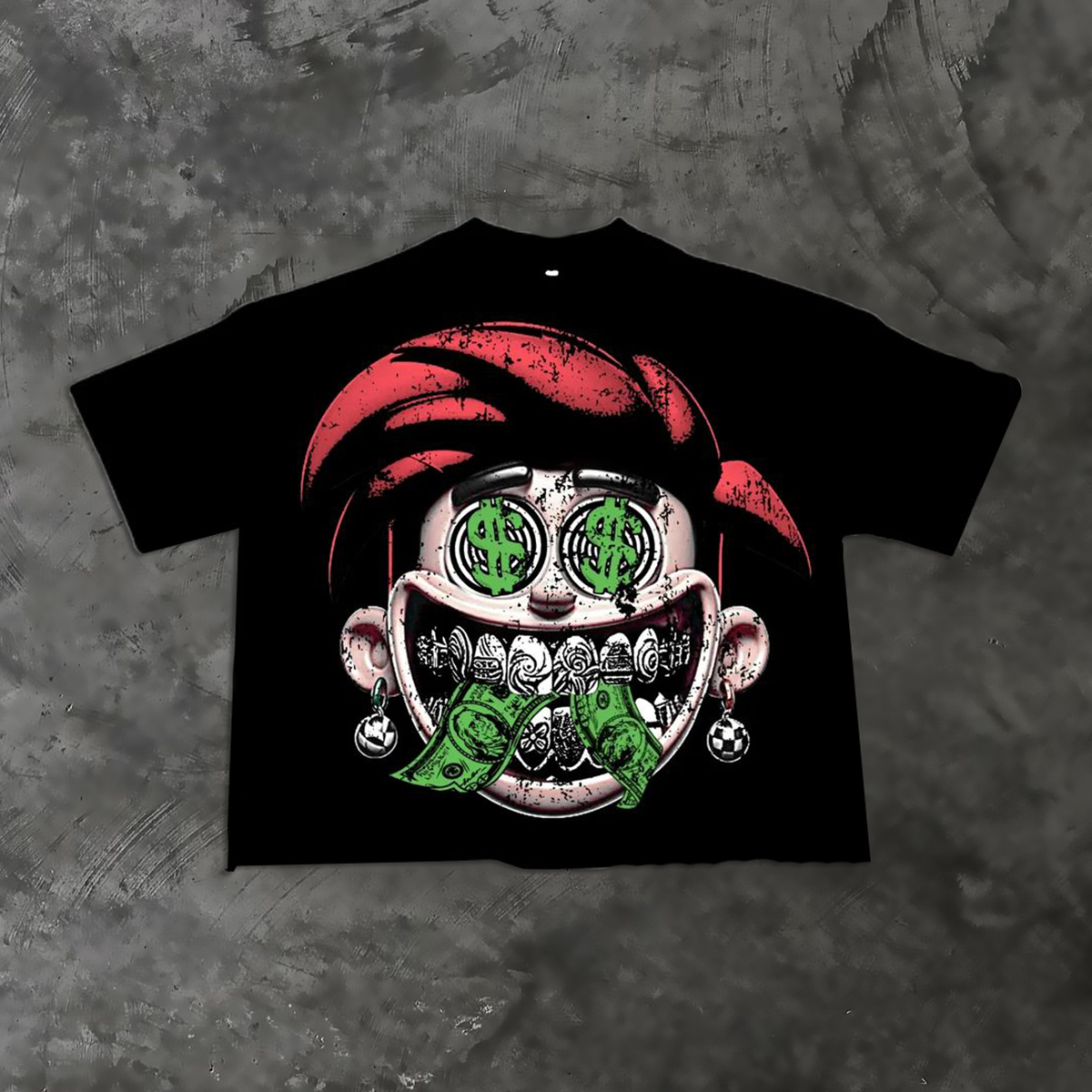 Sopula Abstract My Love Only For Money Big Face Graphic Print Cotton Cropped T-Shirts - SOPULA