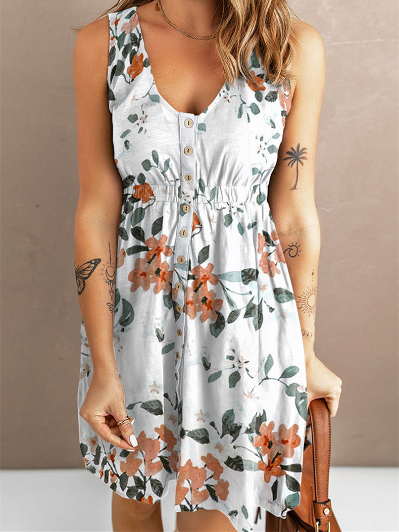 Women Half Sleeve V-neck Solid Color Dress