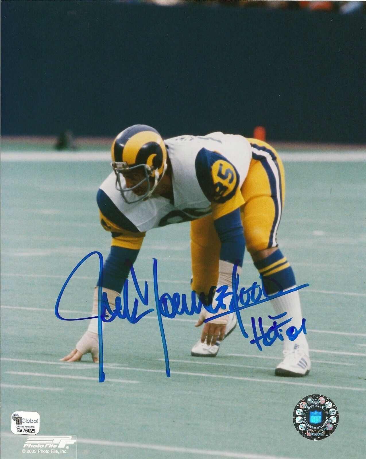 Jack Youngblood Signed 8x10 Photo Poster painting COA Rams Football Picture Autograph HOF 2001