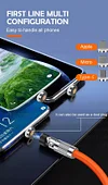 540&deg; Rotating Magnetic Charging Cable, 3-in-1 Cell Phone Charger 3A Fast Cable Supports Data Transfer USB Magnet for iPhone/Micro USB/C Type Devices