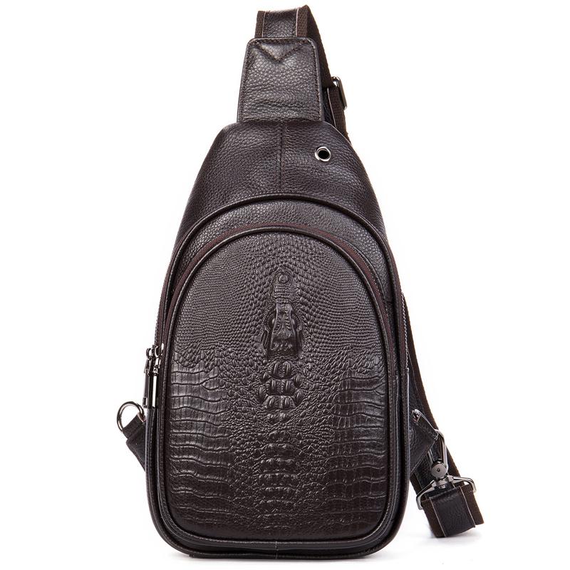Soft Crorodile Leather Casual Comfy Chest Bags  With Large Capacity