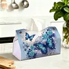 Blue Butterfly DIY PULeather Diamond Painting Tissue Box for Adults Beginners Gem Art Painting Napkin Holder for Living Room Bedroom Bathroom Table Decor