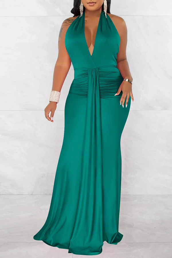 Halter Neck Backless Elegant Dress