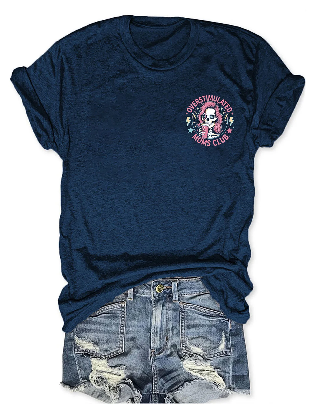 Skeleton Overstimulated Mom Club T-shirt