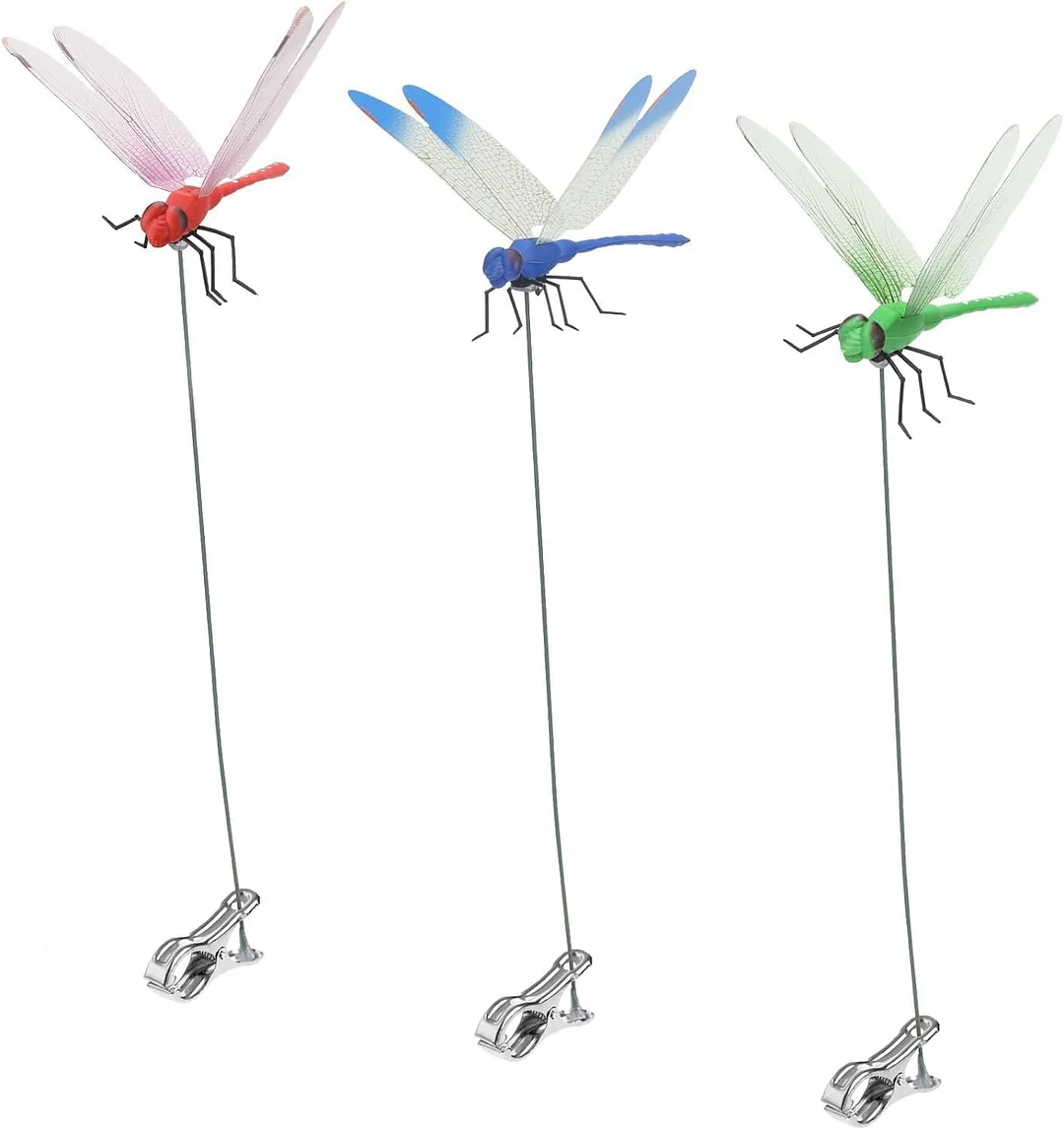 Dragonfly Clip Bug Repe Llent - 3D Dragonfly Garden Decor Deer and Horse Fly Deterrent for Indoor/Outdoor Garden 