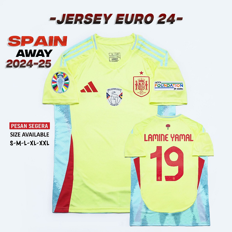 Fan Edition 2024 Spain Away European Cup Champion Edition No. 19 Jersey (with European Cup Armband)