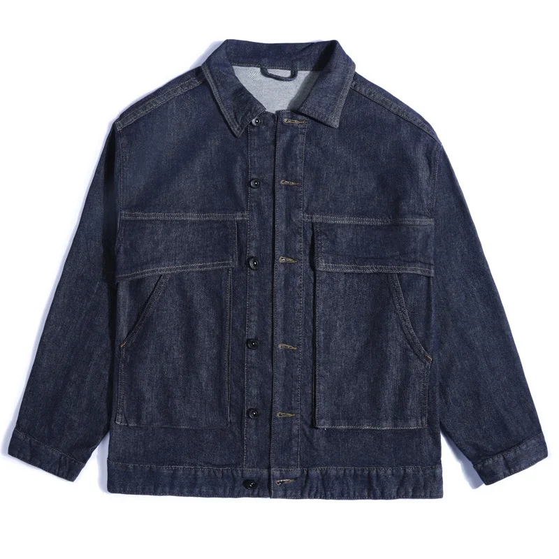 Men's Denim Jacket Casual Big Pocket Tooling Jacket
