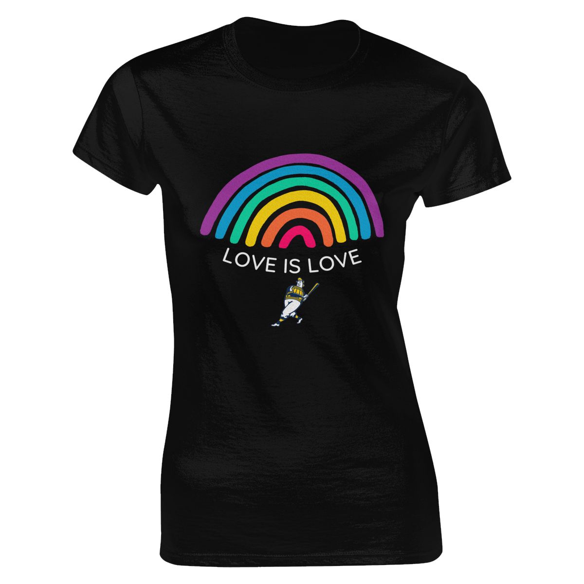 Milwaukee Brewers Love is Love Pride Rainbow Women's Crewneck T-Shirt