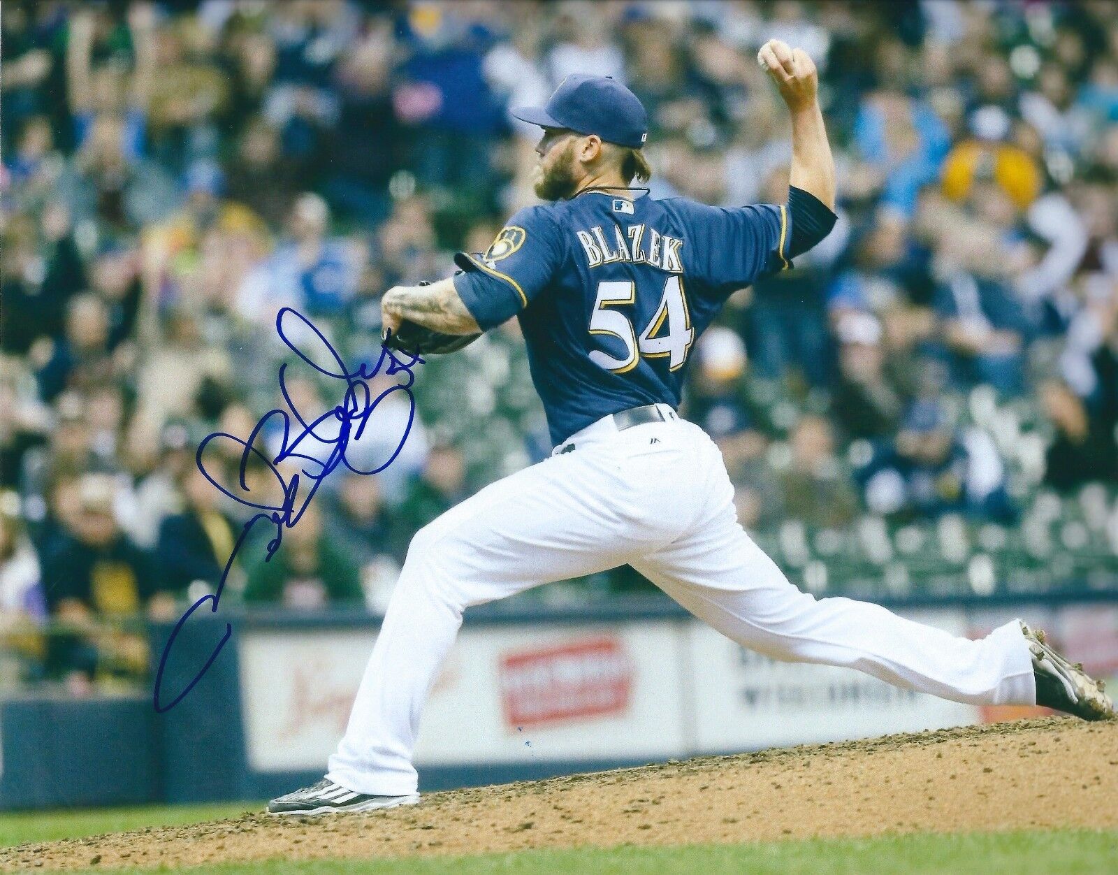 Signed 8x10 MICHAEL BLAZEK Milwaukee Brewers Autographed Photo Poster painting - COA