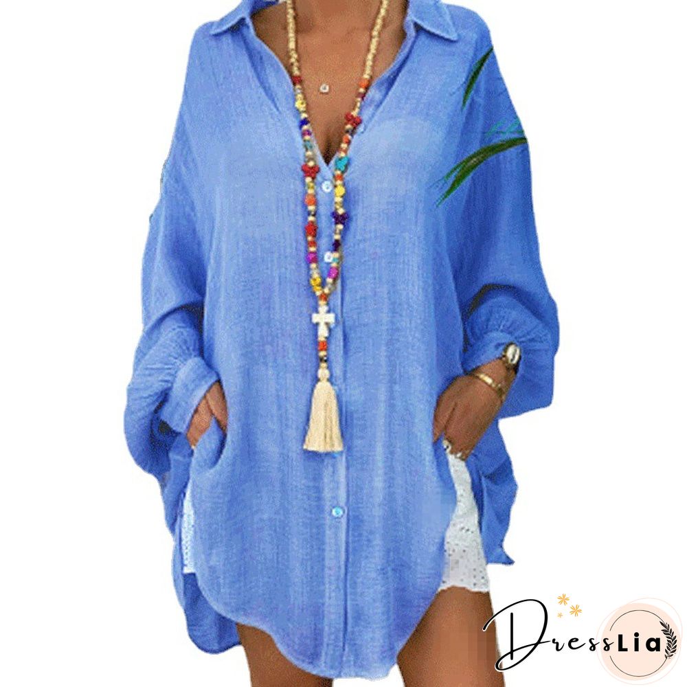 V-neck Button Ruffle Blouse