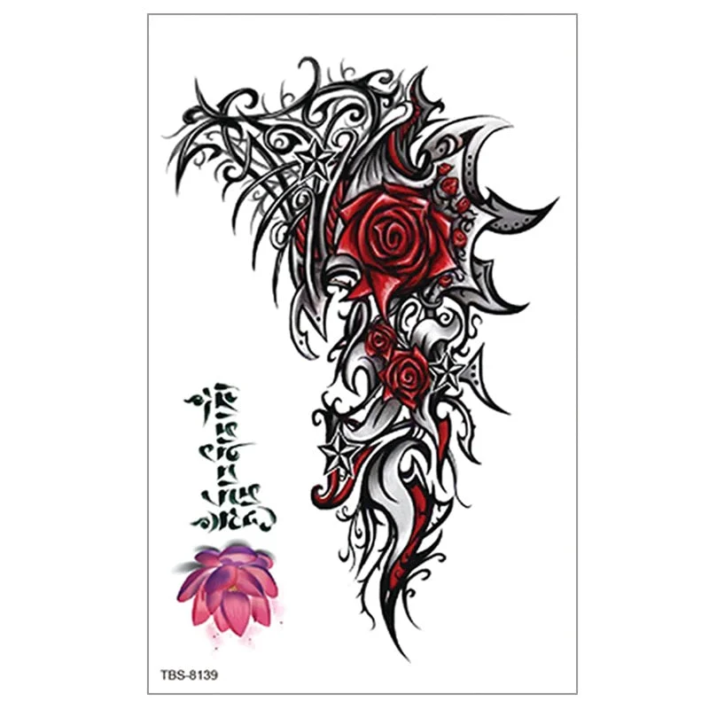 Fake temporary tattoo stickers Violet flowers rose arm shoulder tattoo Sticker Chest waterproof lady women big on body leg men