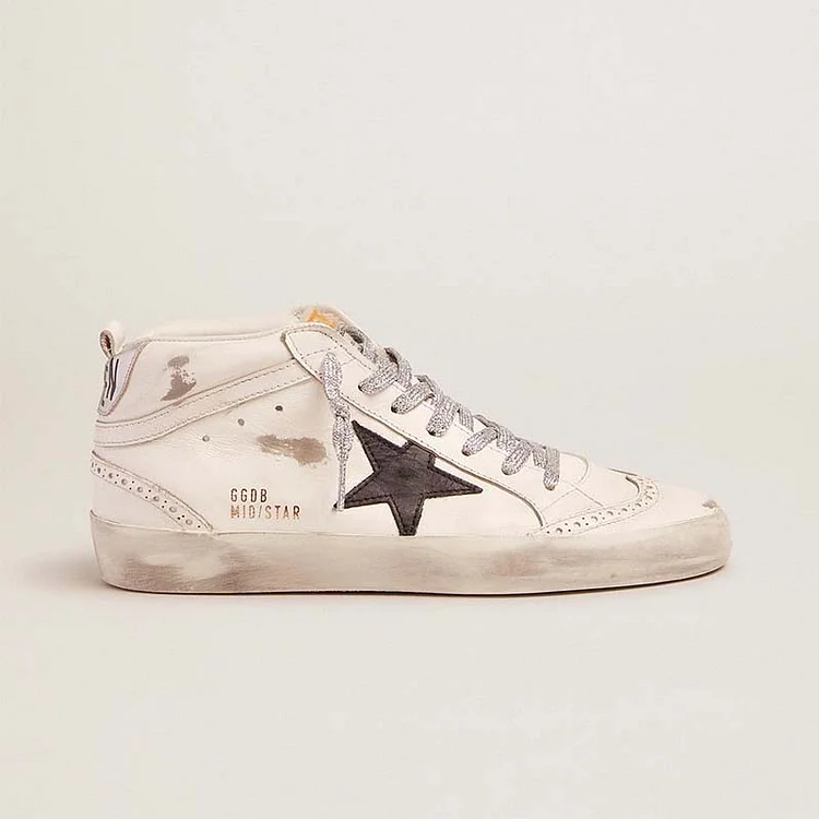 Golden Goose Mid Star Mujer con refuerzo del talón laminado y cordones con purpurina