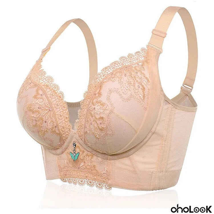 Women's Plus Size Lace Patchwork Wireless Full Coverage Bras - Nude