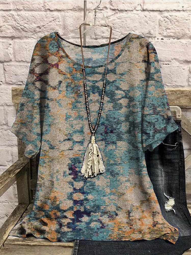 Women Long Sleeve V-neck Graphic Floral Printed Top