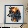 (US Only)Wolf Printed Cross Stitch Kit 45x45cm DIY 14CT Thread Art Needlework Home Decor