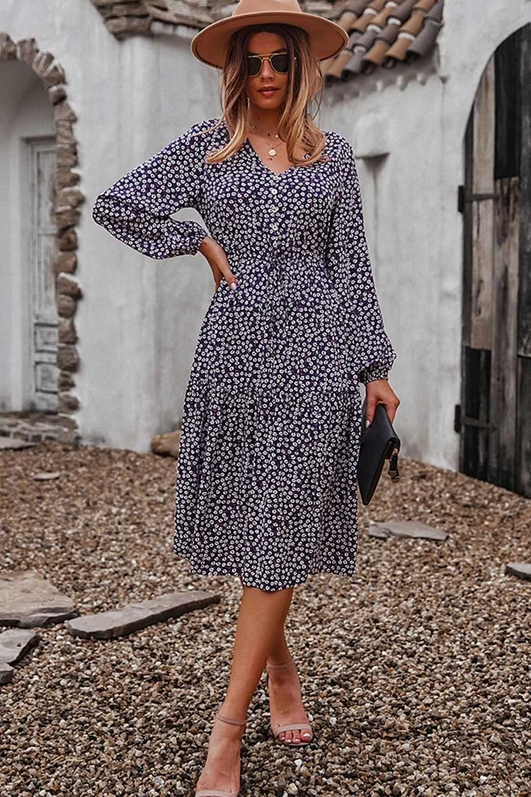 Luditu Midi Dress, Claire in Navy