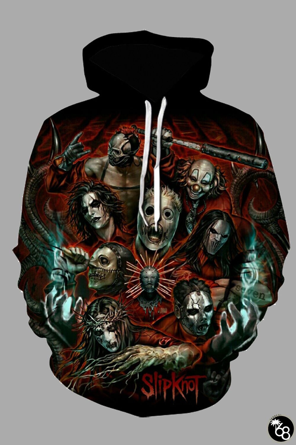 Street 3D Multicolor Digital Ghost head robot Printed Hooded Sweatshirt | 168DEAL