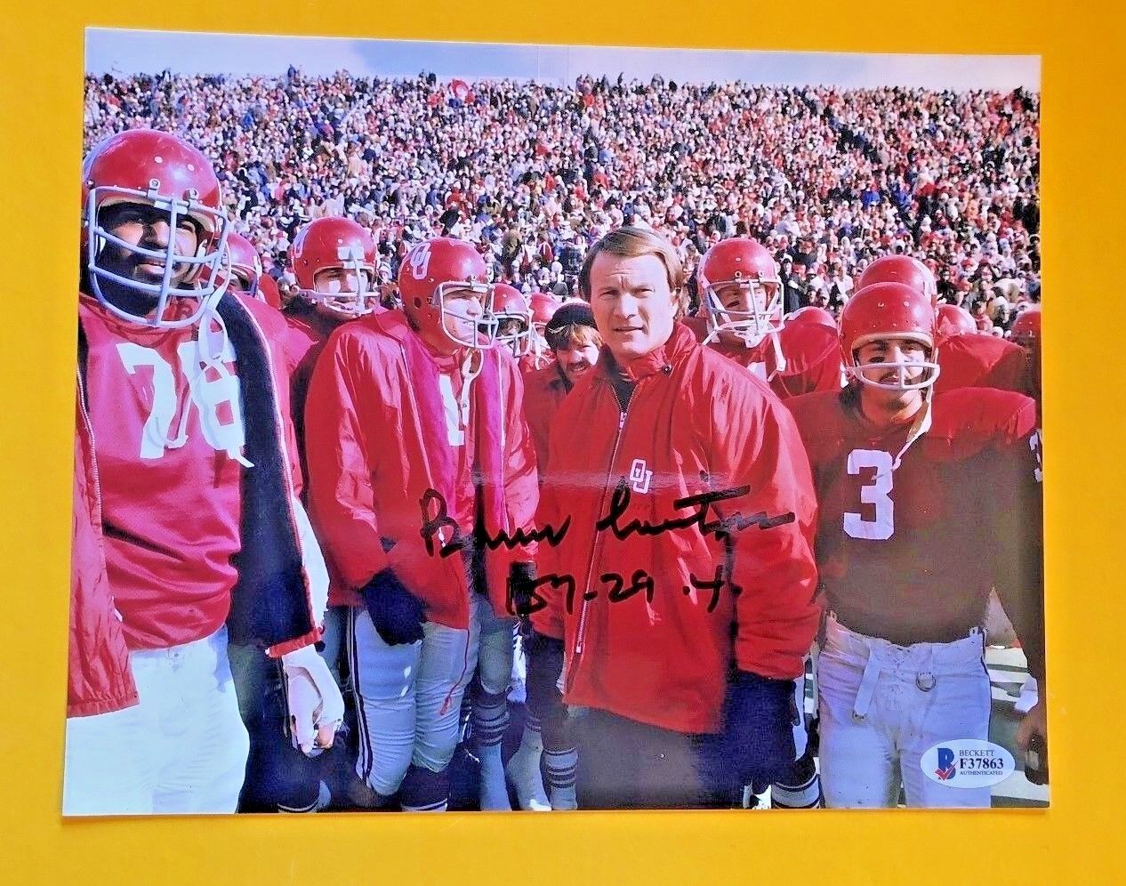 BARRY SWITZER SIGNED 8X10 OKLAHOMA SOONERS Photo Poster painting BECKETT CERTIFIED POSE2