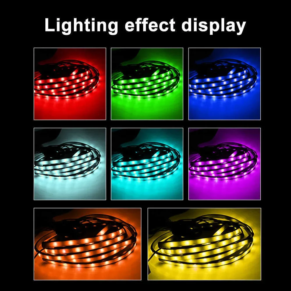 4 LED Car Interior Atmosphere Neon Light Strip Music Control RGB Car Accessories