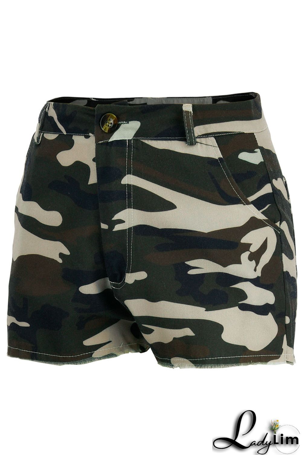 Camouflage Casual Print Split Joint High Waist Straight Full Print Bottoms