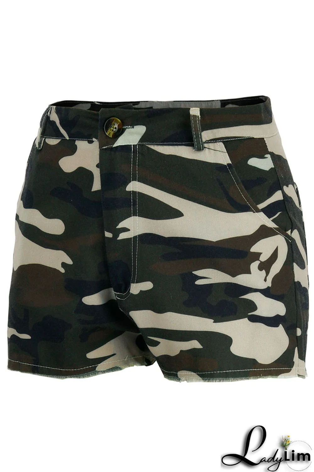 Camouflage Casual Print Split Joint High Waist Straight Full Print Bottoms