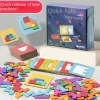 Quwang Quick Solve Parent-child Dual Focused Battle Interactive Thinking Puzzle Colorful Block Puzzle Desktop Toy Quick Solve Puzzle [20 Puzzles + 108 Pieces] Parent-child Interactive Toy Children's Day Gift for Boys and Girls Aged 3-6-12
