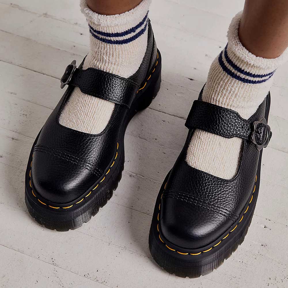 Black Closed Toe Chunky Heel Platform Mary Jane Pumps with Buckle Nicepairs