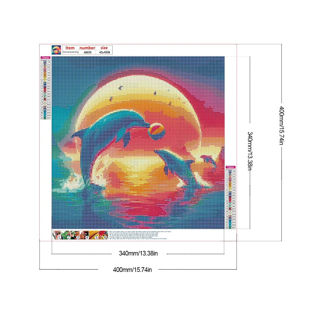 Diamond Painting - Full Round Drill - Dolphin(Canvas|40*40cm)