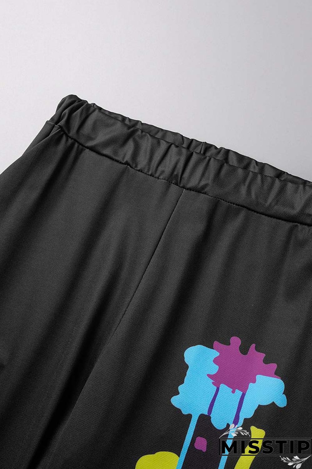 Black Casual Print Basic Hooded Collar Long Sleeve Two Pieces