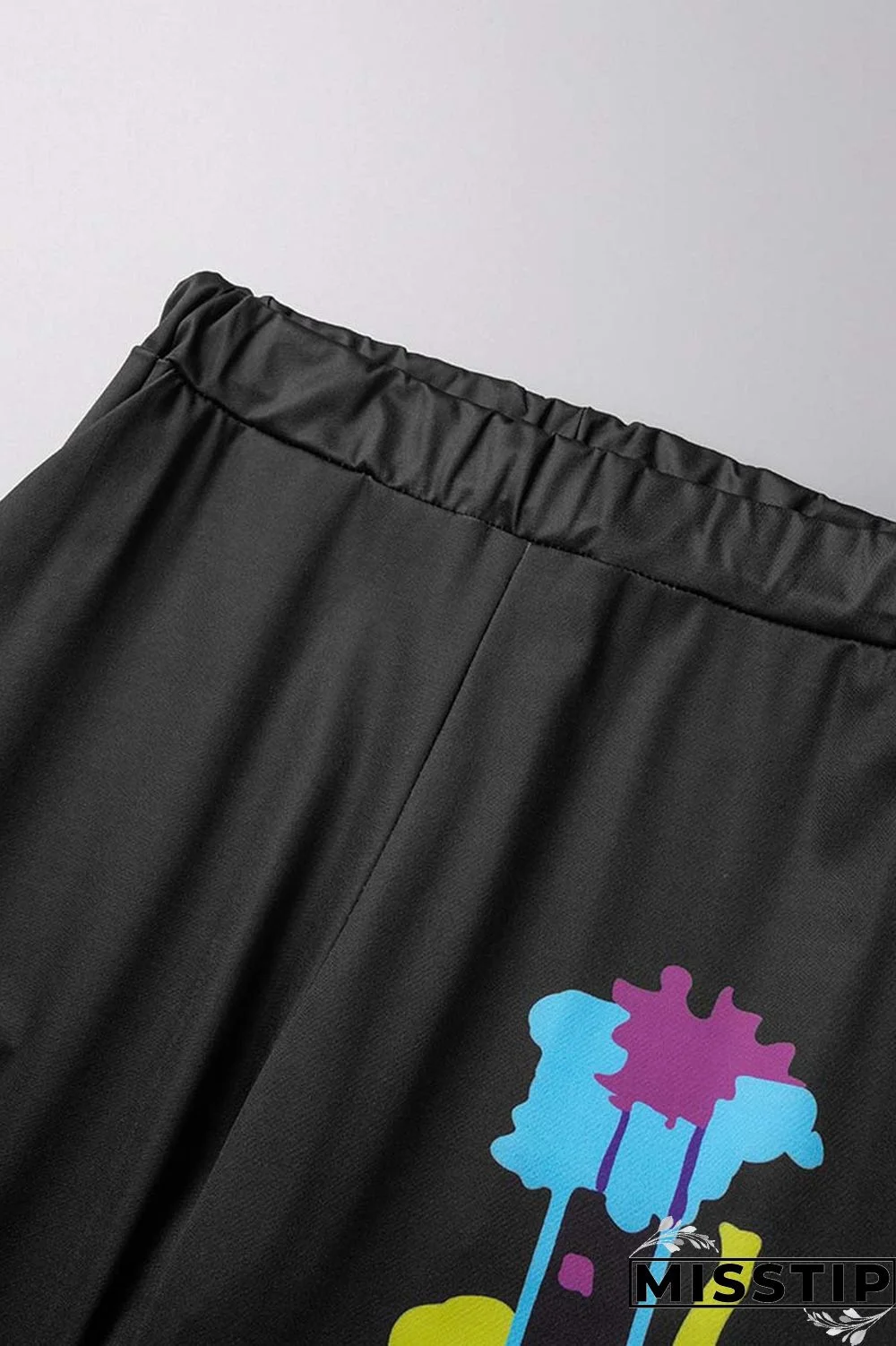 Black Casual Print Basic Hooded Collar Long Sleeve Two Pieces