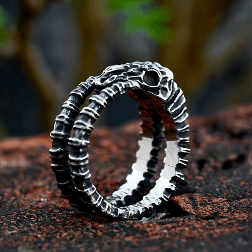 Gothic Goat Skull Horn Stainless Steel Ring